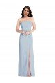 Cheapest Strapless Scoop Back Maxi Formal Crepe Bridesmaid Dress / Prom Dress with Front Slit UK