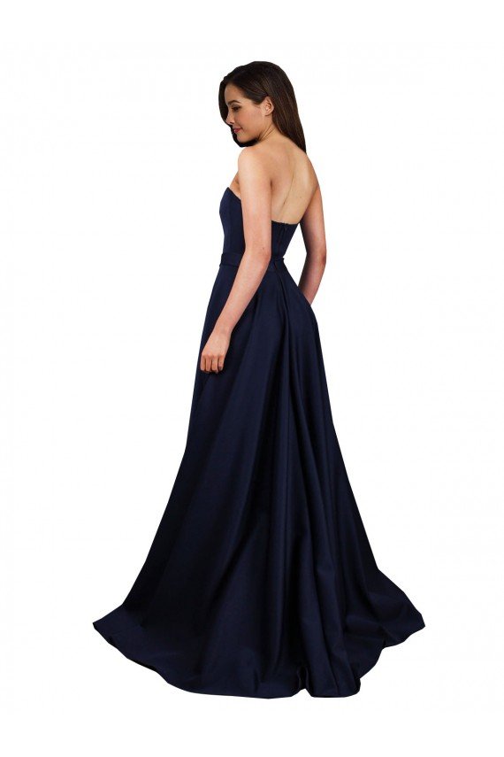 Cheapest Sweetheart Neckline Low Back Long Formal Crepe Bridesmaid Dress / Prom Dress with High Leg Spit UK