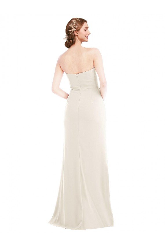 Cheapest Long Strapless Tuxedo Maxi Bridesmaid Dress / Prom Dress with Front Slit UK