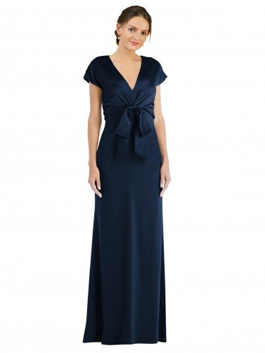 Cheapest Soft Bow Blouson Bodice Trumpet Formal Crepe Bridesmaid Dress / Prom Dress UK
