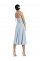 Cheapest Midi Cocktail Length Bustier Crepe Bridesmaid Dress / Prom Dress with Back Bow Straps UK