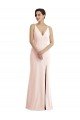 Cheapest Skinny Strap Deep V-Neck Trumpet Formal Crepe Bridesmaid Dress / Prom Dress with Front Slit UK