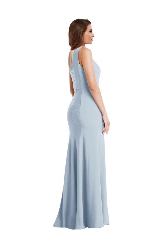 Cheapest Bold One Shoulder Trumpet Maxi Formal Crepe Bridesmaid Dress / Prom Dress UK