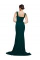 Cheapest Fitted Square Neck Long Crepe Bridesmaid Dress / Prom Dress with Train and Side Split UK