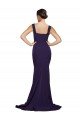 Cheapest Square Neck Long Sweep Train Crepe Bridesmaid Dress / Prom Dress with Thick Straps UK