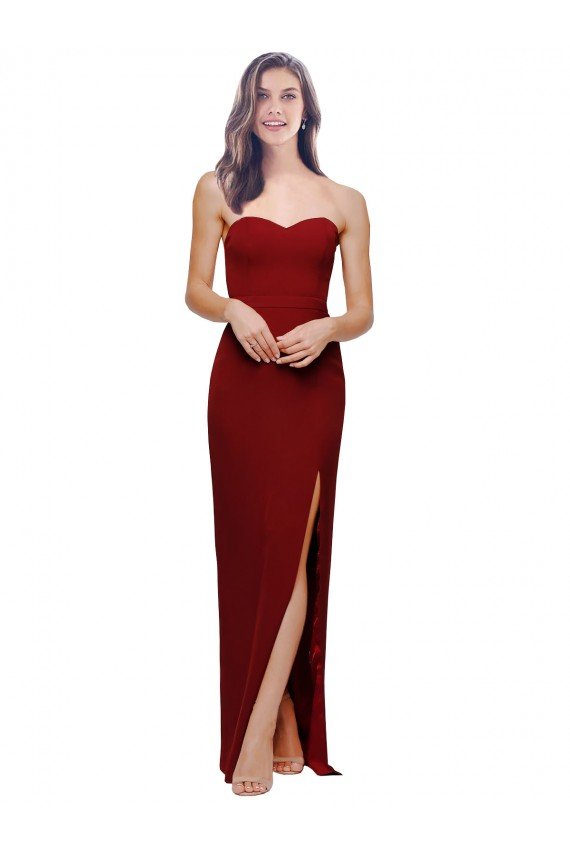 Cheapest Straight Pencil Skirt Long Sweetheart Formal Crepe Bridesmaid Dress / Prom Dress with High Side Split UK