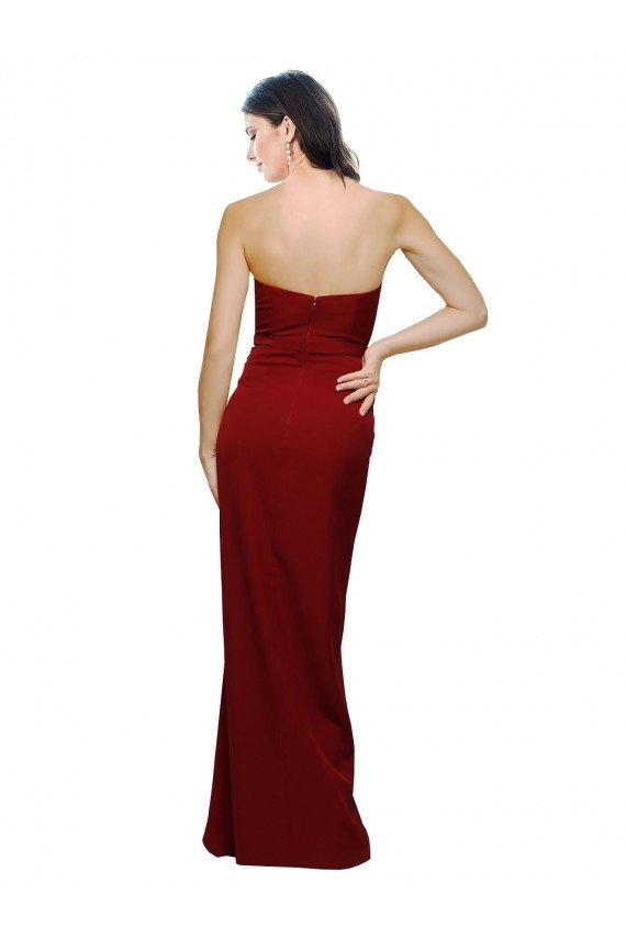 Cheapest Straight Pencil Skirt Long Sweetheart Formal Crepe Bridesmaid Dress / Prom Dress with High Side Split UK