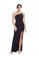 Cheapest Long Floor Length Formal Crepe Bridesmaid Dress / Prom Dress with Side Split and One Strap UK