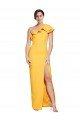 Cheapest One Shoulder Floor Length Formal Crepe Bridesmaid Dress / Prom Dress with Thigh High Split UK