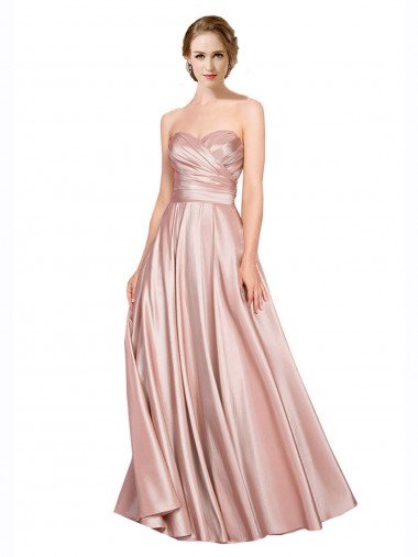 Cheapest Long Plated Strapless Sweetheat Formal Stretch Satin Bridesmaid Dress / Prom Dress UK