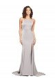 Cheapest High Neck Low Back Long Full Length Formal Stretch Satin Bridesmaid Dress / Prom Dress UK