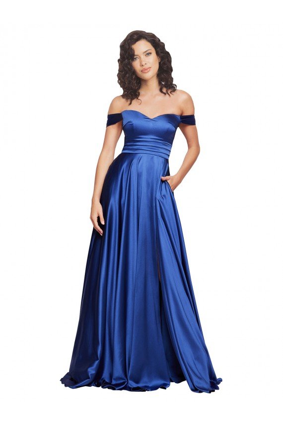 Cheapest Ball Gown Off the Shoulder Sweetheart Formal Stretch Satin Bridesmaid Dress / Prom Dress UK