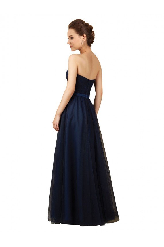 Cheapest Elegant Lace and Tulle Long Strapless Bridesmaid Dress UK