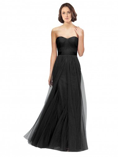 Cheapest Long Tulle Bridesmaid Dress with Sweetheart Neckline and Belt UK