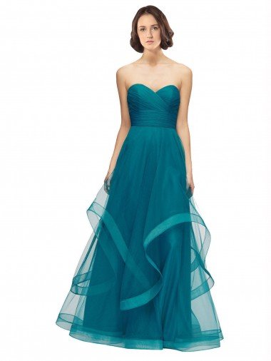 Cheapest Sweetheart Tulle Bridesmaid Dress with Wide Waistband UK