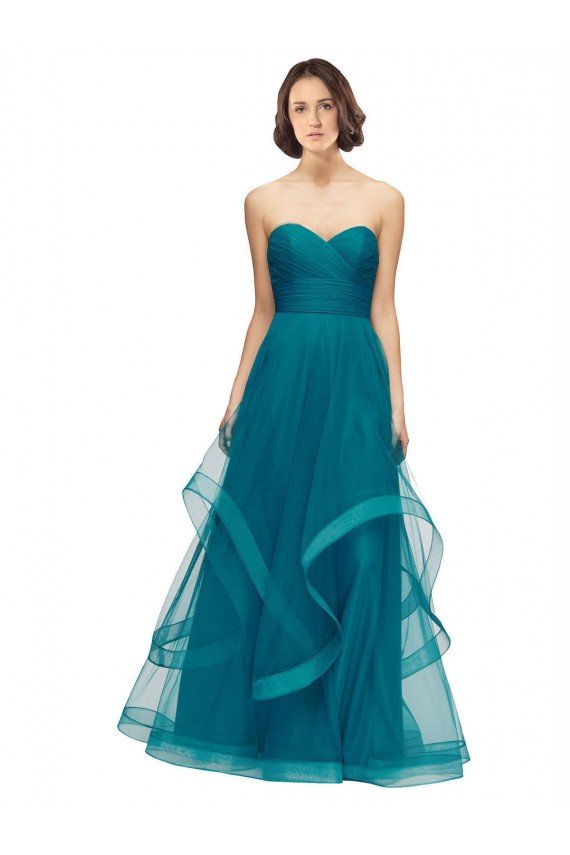 Cheapest Sweetheart Tulle Bridesmaid Dress with Wide Waistband UK