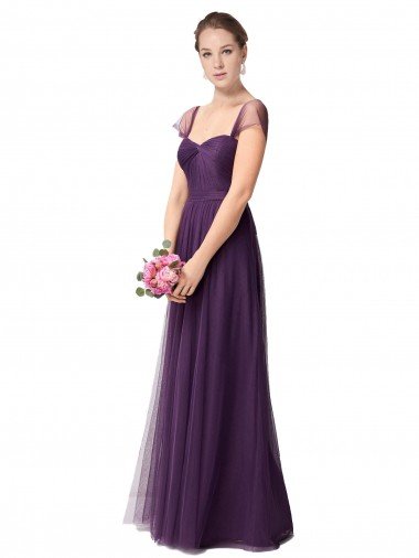 Cheapest Full Length Long Tulle Bridesmaid Dress with Sweetheart Neckline UK