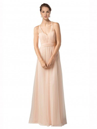 Cheapest Sweetheart A-Line Tulle Bridesmaid Dress with Shirred Bodice UK