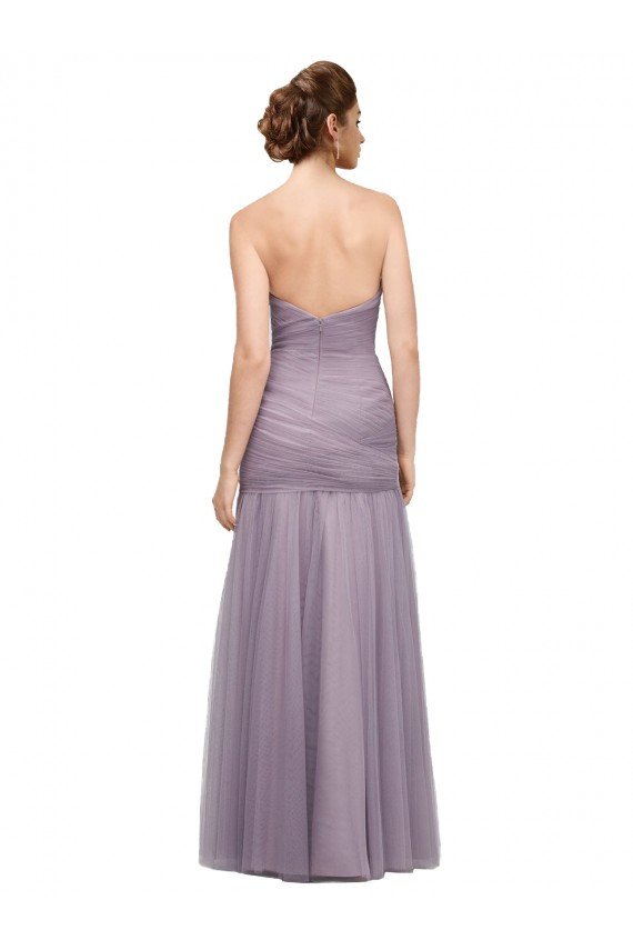 Cheapest Draped Long Mermaid Sweetheart Tulle Bridesmaid Dress UK