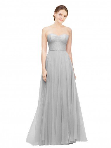 Cheapest Long Twisted Sweetheart Neckline Tulle Bridesmaid Dress UK