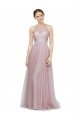 Cheapest High Neck Long Tulle Bridesmaid Dress with Lace Bodice UK