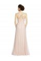 Cheapest Long Draped Back A-Line Tulle Bridesmaid Dress with Pleated Bodice UK