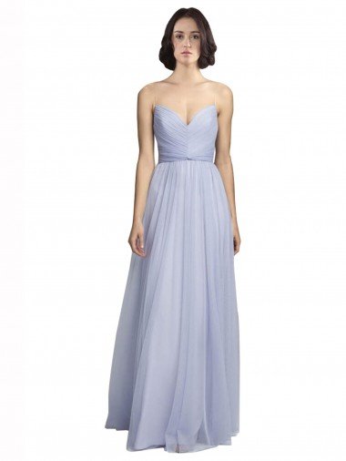 Cheapest Spaghetti Strap Tulle Bridesmaids Dress with Ruched Bodice UK