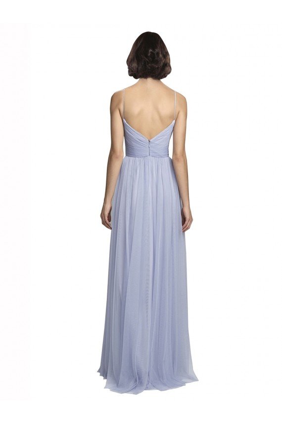 Cheapest Spaghetti Strap Tulle Bridesmaids Dress with Ruched Bodice UK