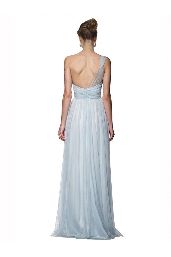 Cheapest One Shoulder Illusion Tulle Bridesmaid Dress with Knot Detail UK