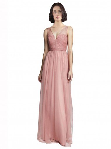 Cheapest V-Neck Illusion Tulle Bridesmaids Dress UK