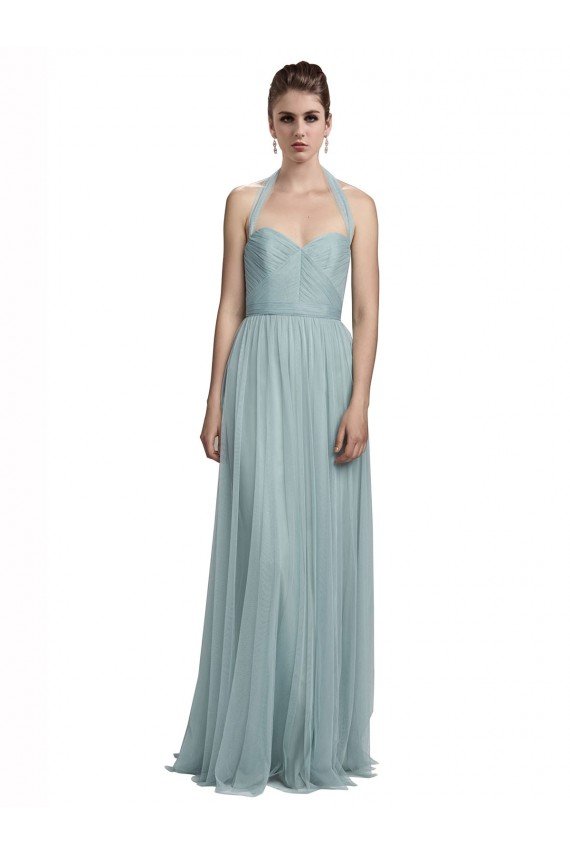 Cheapest Halter Ruched Sweetheart Neckline Tulle Bridesmaid Dress UK