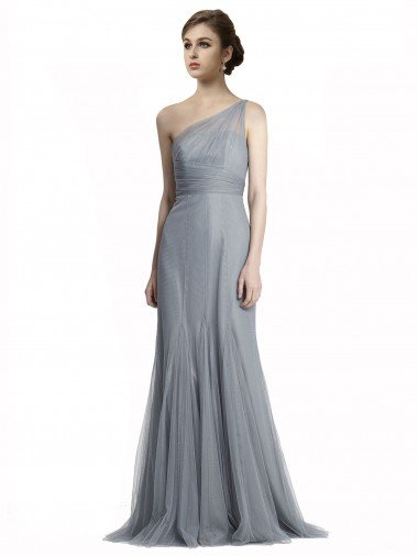 Cheapest One Shoulder Tulle Fit and Flare Bridesmaid Dress UK