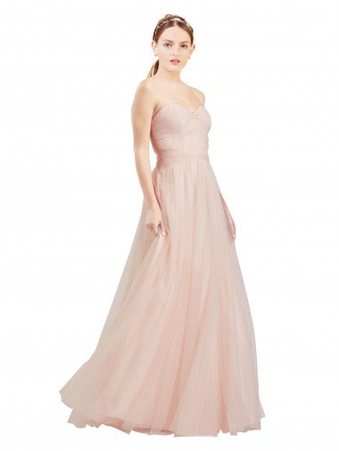 Cheapest Floor Length Sweetheart Tulle Bridesmaid Dress with Open Back UK