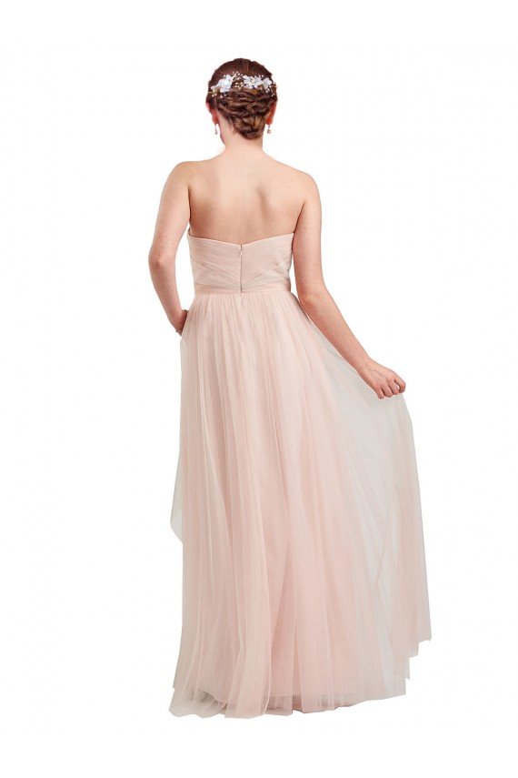 Cheapest Long Floor Length Sweetheart Pleated Tulle Bridesmaid Dress UK