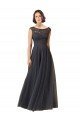 Cheapest Long Bateau Tulle Bridesmaid Dress with Lace Bodice UK