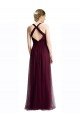 Cheapest Long Tulle Bridesmaid Dress with Criss-Cross Bodice and Self Straps UK