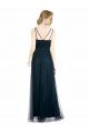 Cheapest Full Length Long Tulle Bridesmaid Dress with V-Neck Criss-Cross Ruched Top UK