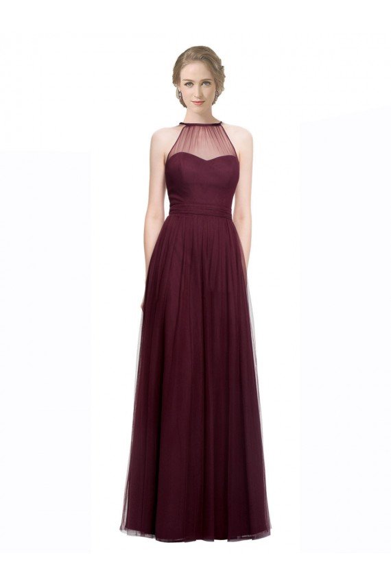 Cheapest Full Length Soft Tulle Spaghetti Strap Bridesmaid Dress UK