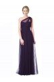 Cheapest One Shoulder Long Tulle Bridesmaid Gown with Sheer Netting Strap UK