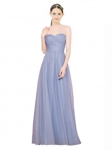 Cheapest Strapless Sweetheart A-Line Tulle Bridesmaid Dress with Low Back UK