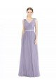 Cheapest Wide Straps V-Neck Long Tulle Bridesmaids with Belt UK