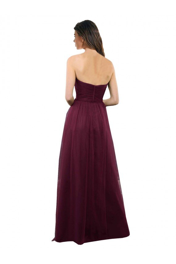 Cheapest Strapless Tulle A-line bridesmaid dress with pleated top UK