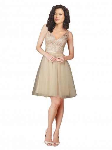 Cheapest Tulle Bridesmaid Dress with Embroidery and Beading UK