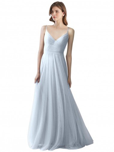 Cheapest Wrapped Ruched Natural Waist Slim Soft Tulle Bridesmaid Dress UK