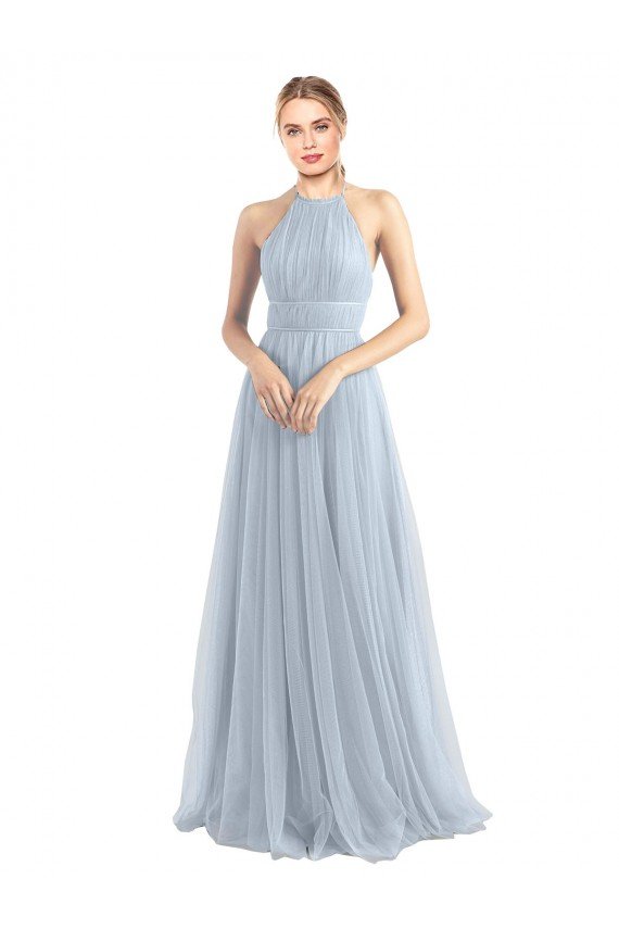 Cheapest Halter Neckline Slim A-Line Tulle Bridesmaid Dress UK