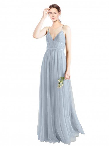 Cheapest Spaghetti Straps V-Neck Slim A-Line Tulle Bridesmaid Dress UK