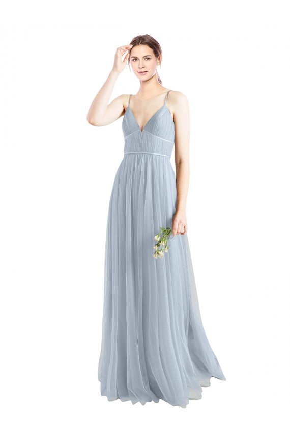 Cheapest Spaghetti Straps V-Neck Slim A-Line Tulle Bridesmaid Dress UK