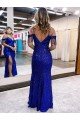 Cheapest Cold Shoulder Sleeveless Long Floor Length Velvet Sequin Prom Dress with Slit UK