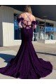 Cheapest Cold Shoulder Sleeveless Long Court Train Velvet Sequin Prom Dress UK