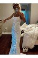 Cheapest Long Spaghetti Straps Sleeveless Sweep Train Velvet Sequin Prom Dress UK